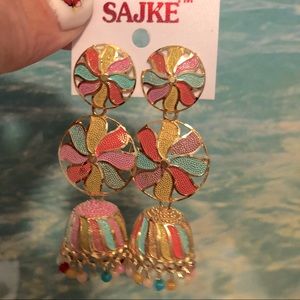 Cloisonné Summer Earrings Imported from India~Pastel Colors w/Tiny Beads NEW